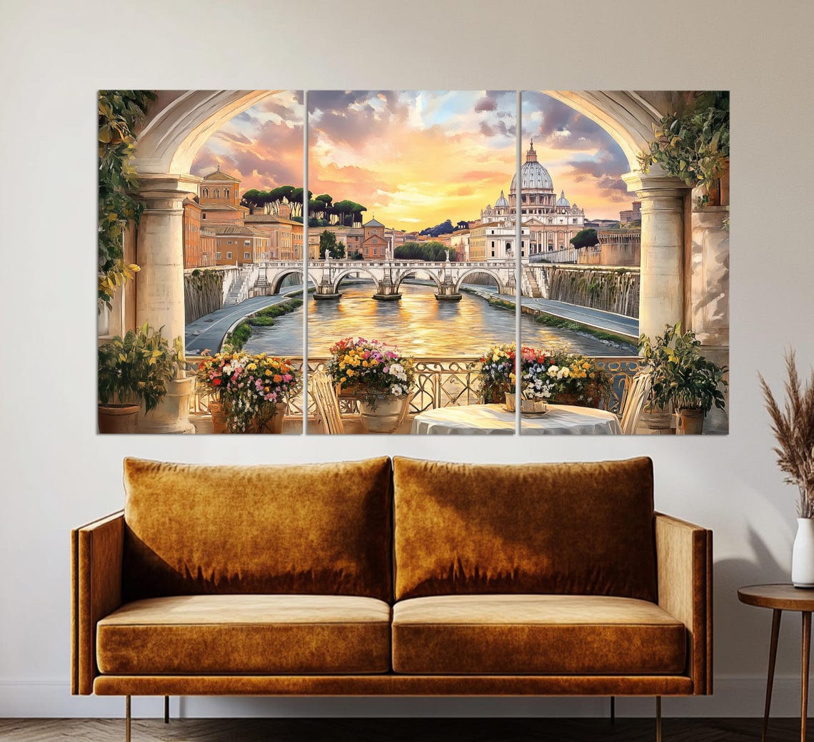 Scenic Rome Print In A Vintage Oil Painting Style Abstract Rome Wall Art Rome Poster Italian Wall Art Italy Painting Print - Image 6