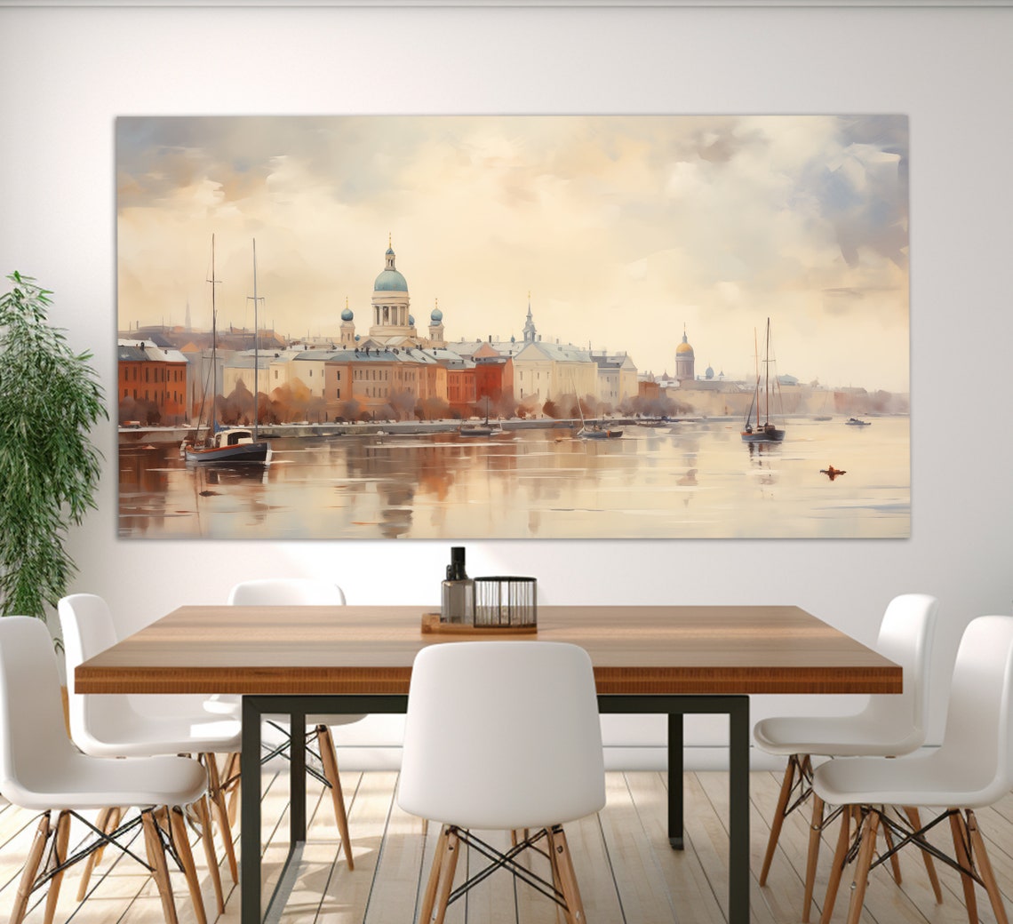 Helsinki Waterfront Cathedral Domes Sailboats Soft Pastel Poster - Image 4