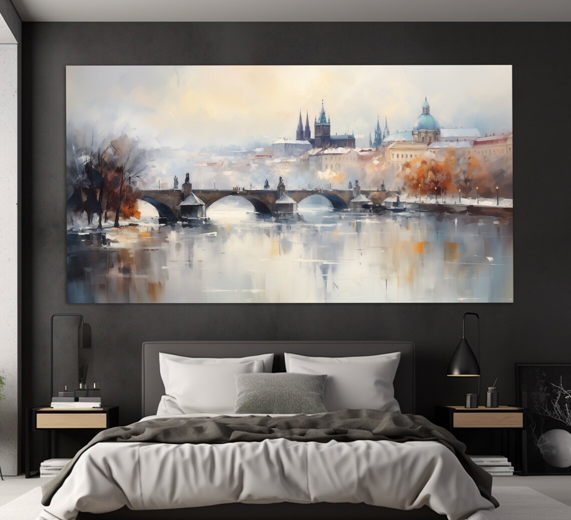 Prague Vintage Oil-Painting-Style Czech Republic Art Print - Image 2