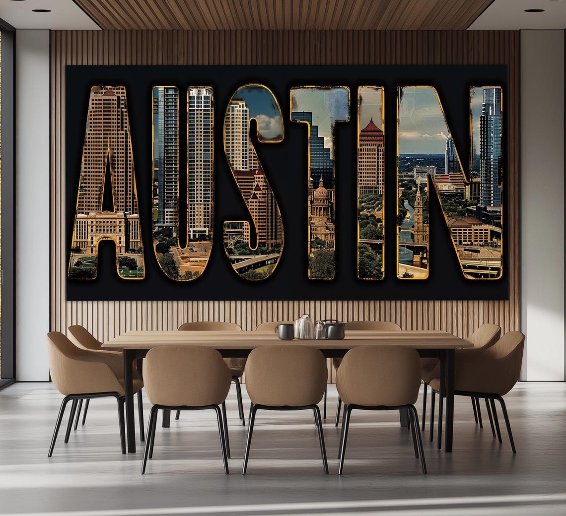 Austin Texas Letter Art With Downtown Skyline And Capitol Photo Poster - Image 6