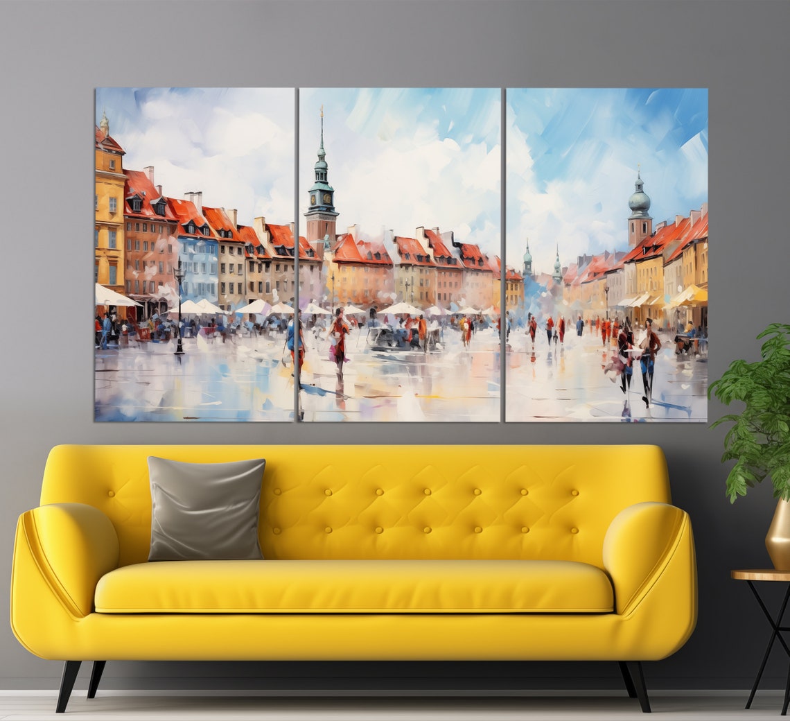 Warsaw Print In A Vintage Oil Painting Style Abstract Warsaw Wall Art Warsaw Painting Poland Wall Art Poland Art - Image 3