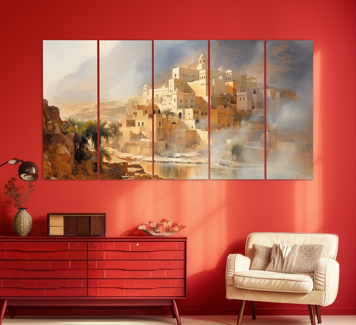Vintage Algeria Abstract Oil Painting Art Print - Image 5