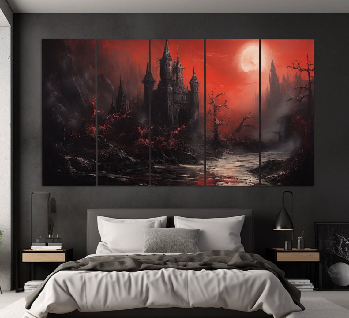 Draculas Castle Print Gothic Wall Art Gothic Castle Painting Gothic Wall Decor Gothic Print Dracula Wall Art - Image 5