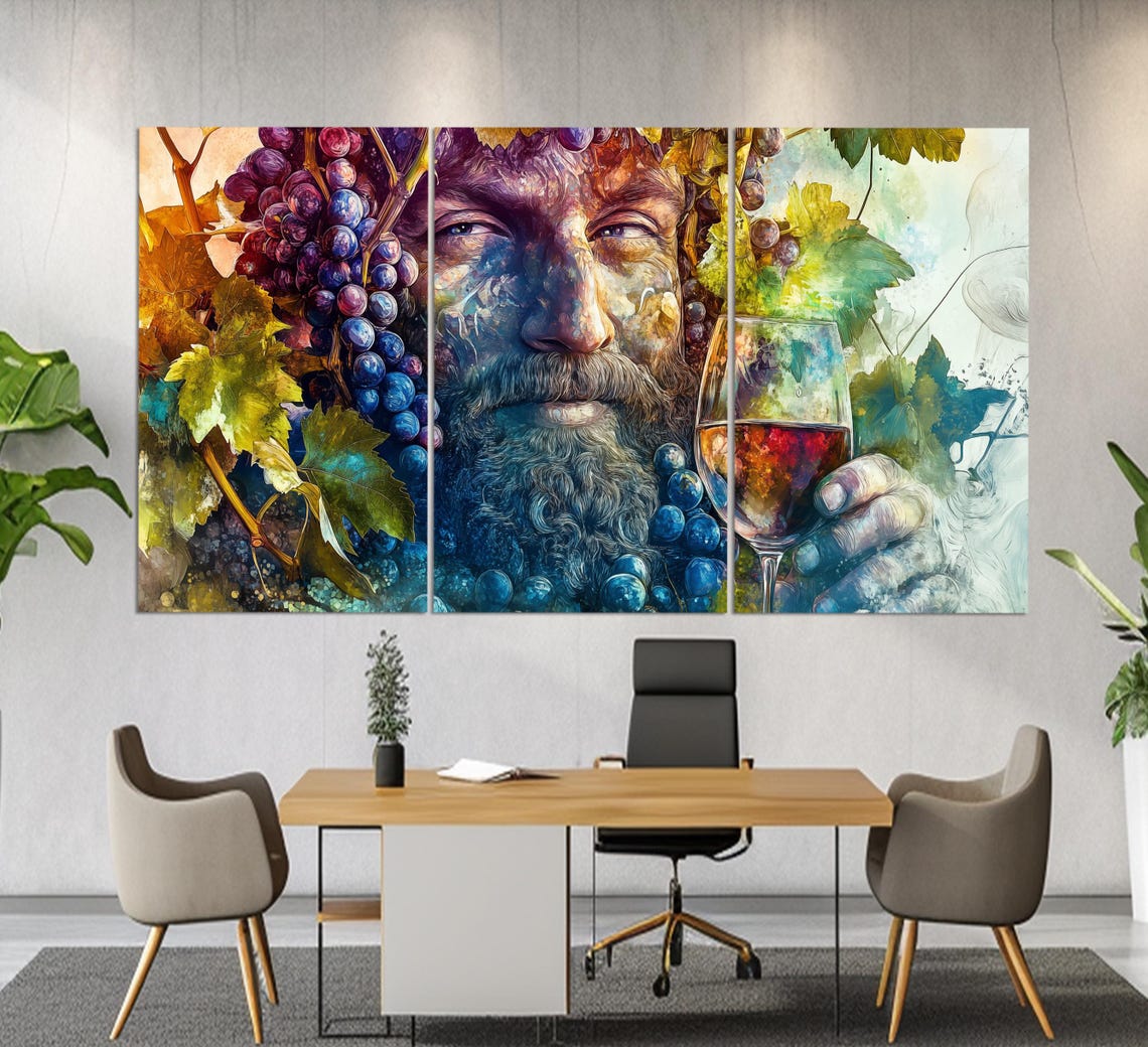 Dionysus God Of Wine Face Of Grapes Watercolor Mythology Art Poster - Image 4
