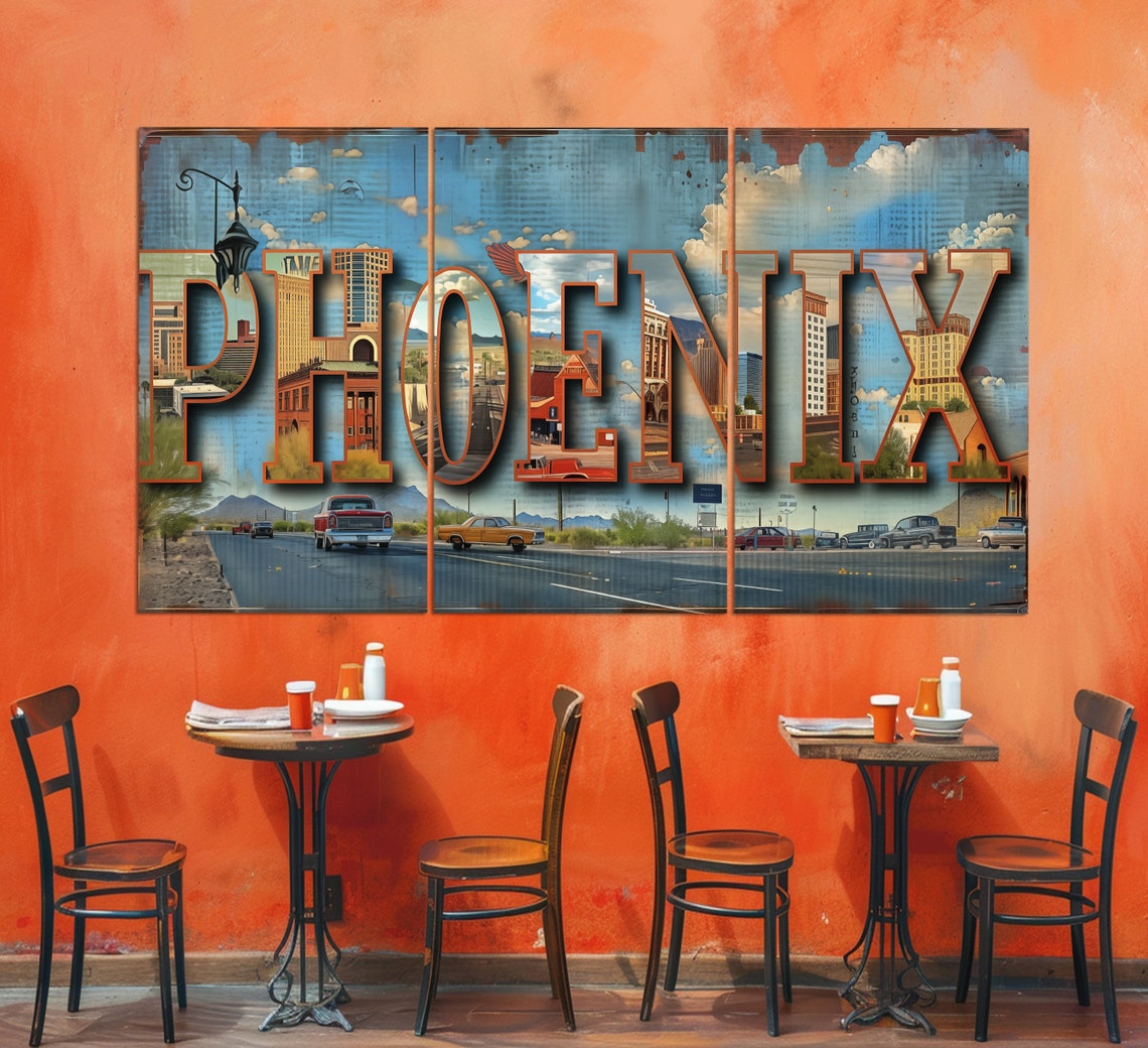 Phoenix Arizona City Skyline Typography Bold City Name Art Poster - Image 3