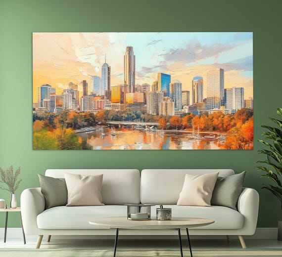 Abstract Atlanta Print In An Oil Painting Style Atlanta Painting Atlanta Wall Art Neutral Colors Atlanta Poster Georgia Wall Art