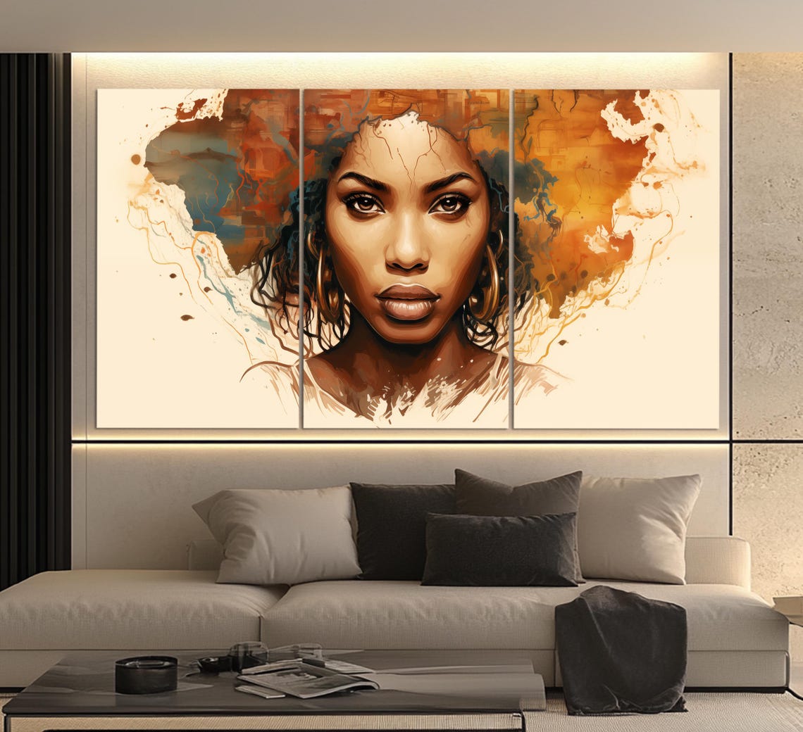 Abstract African Woman Print In A Vintage Oil Painting Style African Wall Art Ethnic Woman Portrait Painting African Wall Decor - Image 6