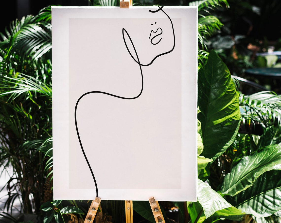 Abstract Woman Face One Line Drawing Minimalist Feminine Poster - Image 2