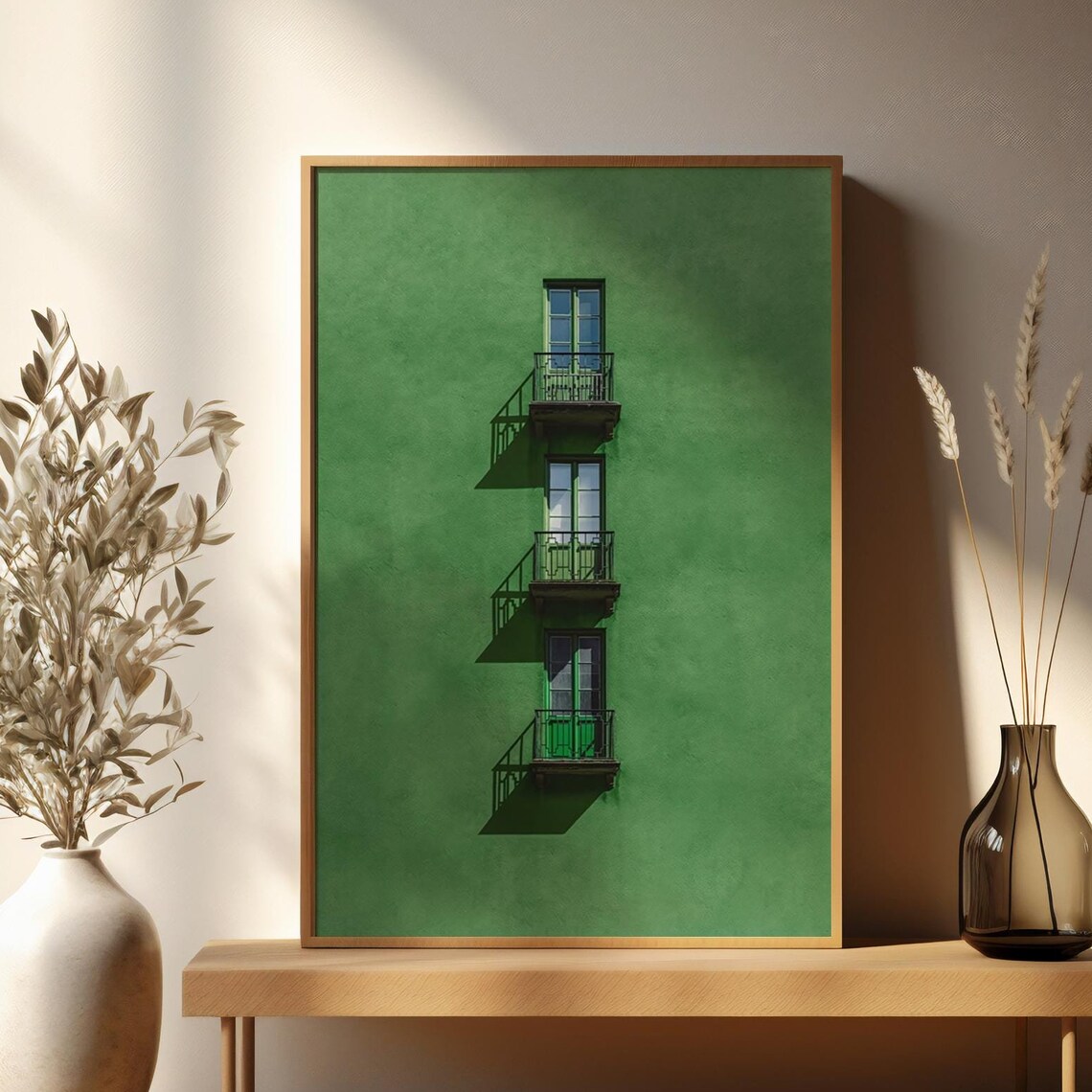 Green Building Facade Balconies Minimalist Architecture Photo Poster - Image 2