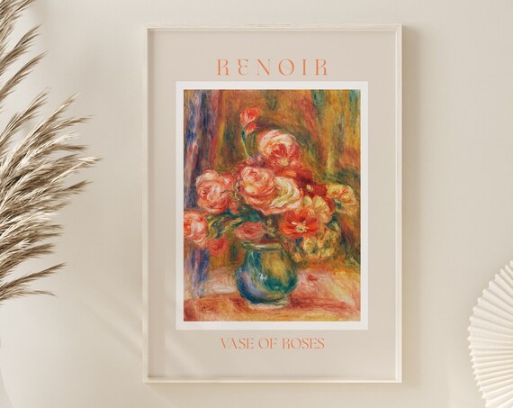 Renoir Vase Of Roses Romantic Floral Still Life Impressionist Poster