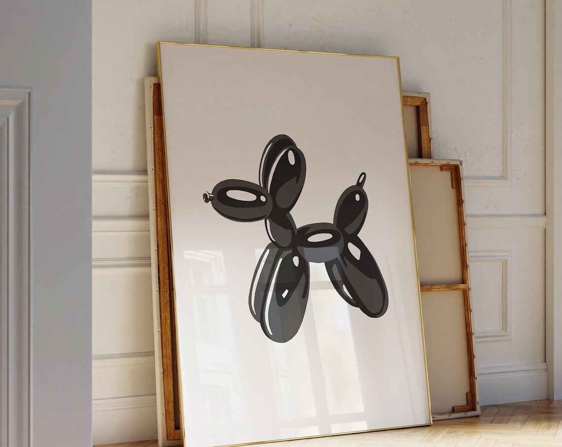 Balloon Dog Modern Wall Art Print, Black and White