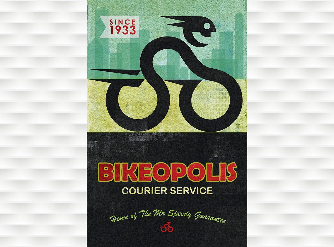 Bikeopolis Courier Service Since 1933 Mr Speedy Vintage Logo Poster