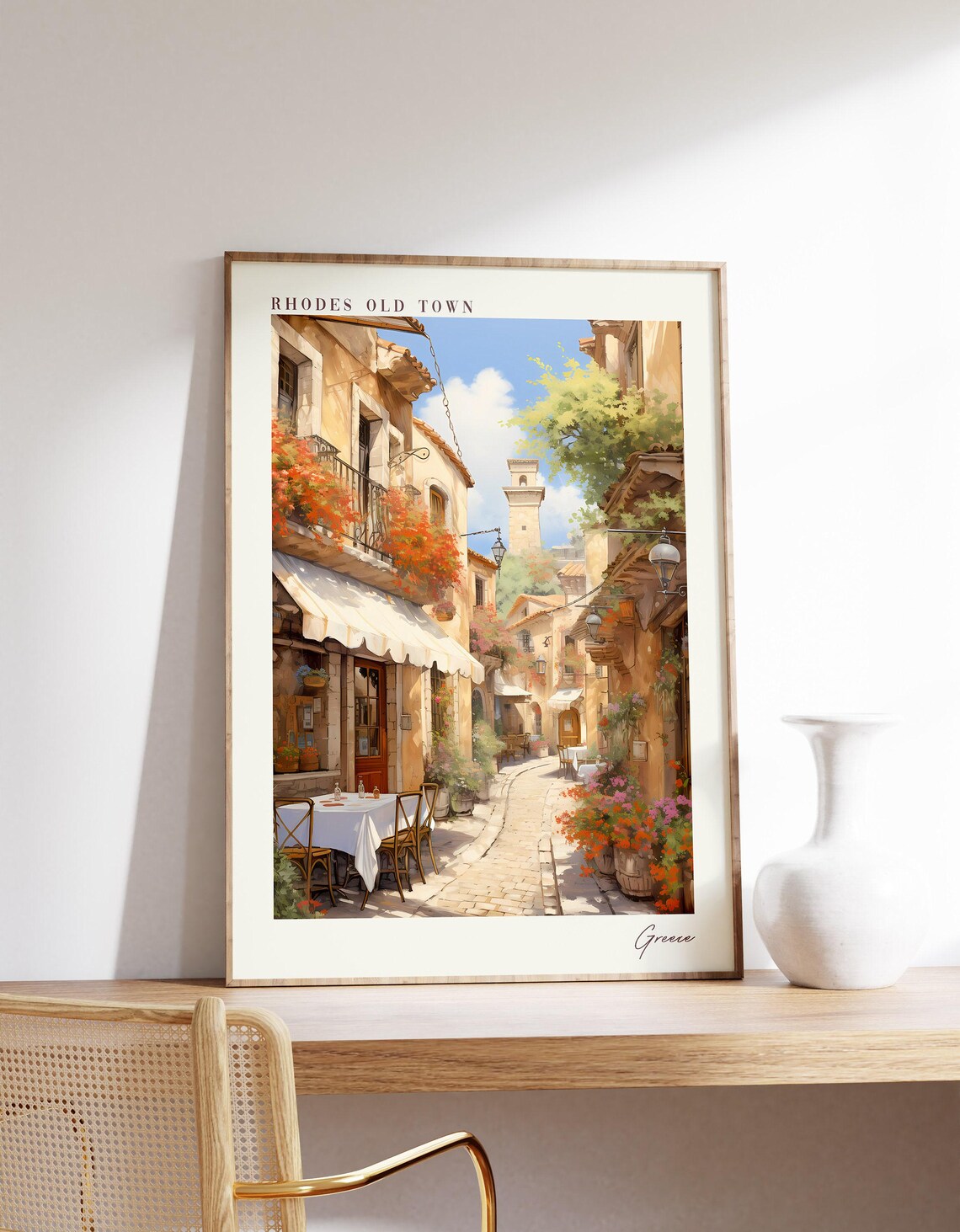 Rhodes Old Town Travel Poster, Greece Decor