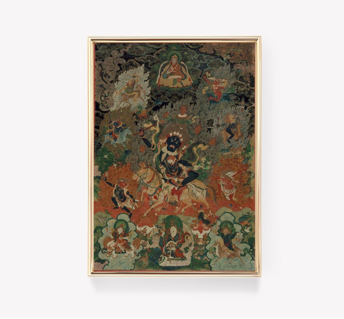 Palden Lhamo Tibetan Thangka Buddhist Goddess Painting Poster