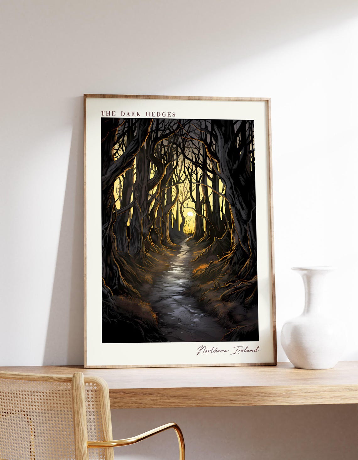 The Dark Hedges Northern Ireland Travel Poster Gnarled Trees Artwork