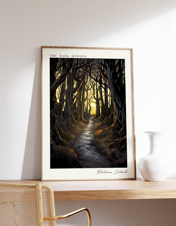The Dark Hedges Northern Ireland Travel Poster Gnarled Trees Artwork