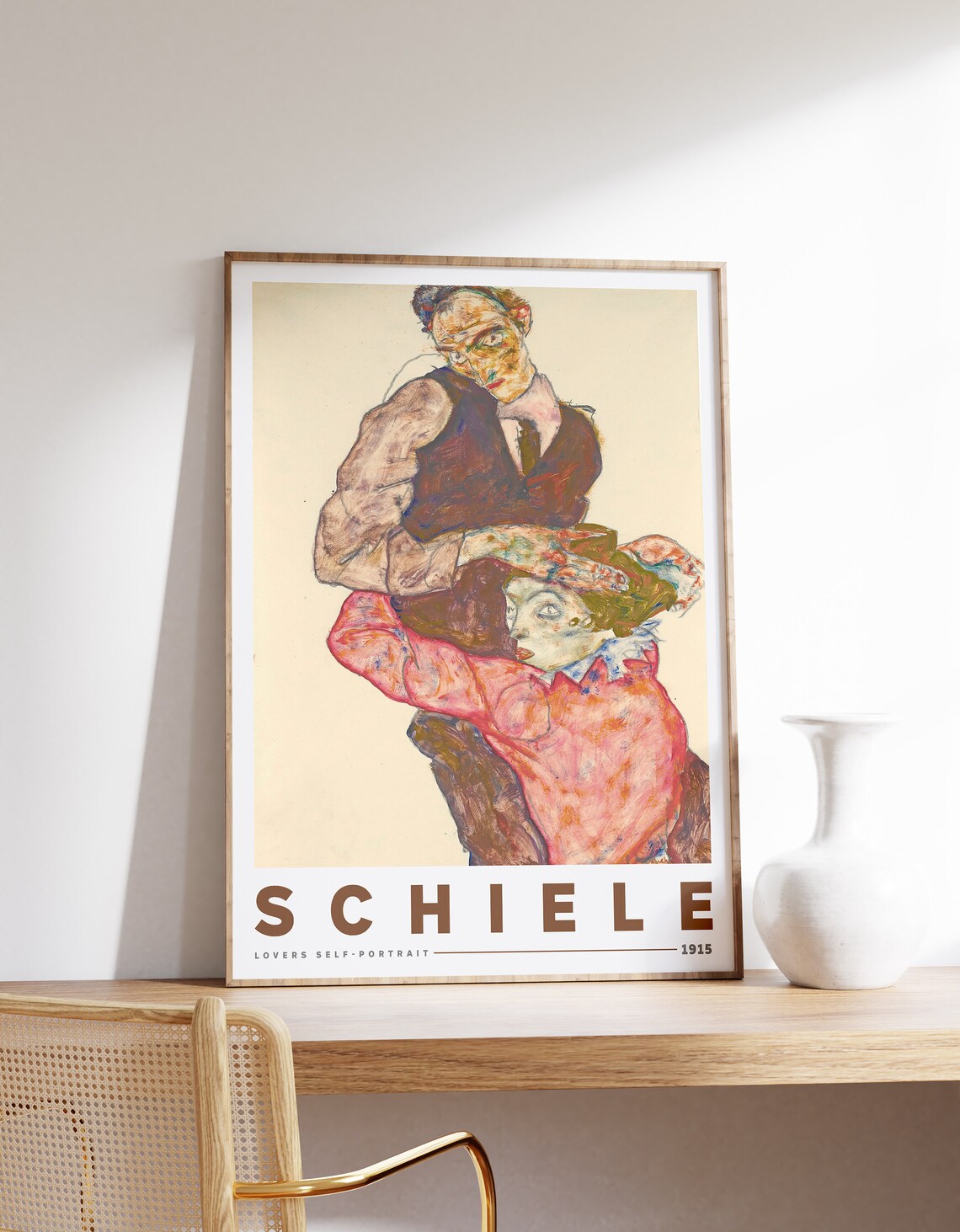 Egon Schiele Lovers Selfportrait 1915 Poster