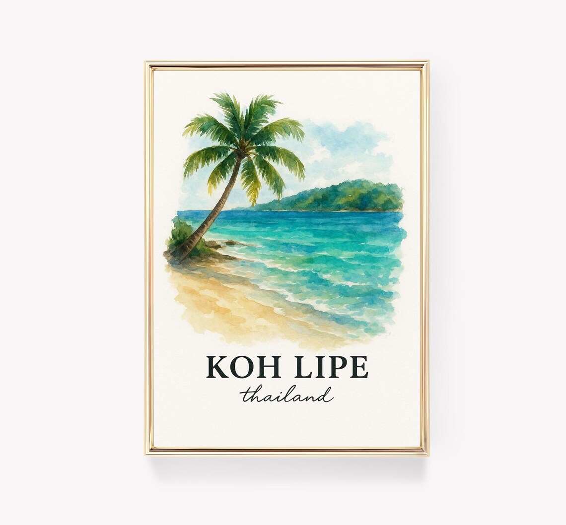 Koh Lipe Vintage Travel Poster, Tropical Island Art Print