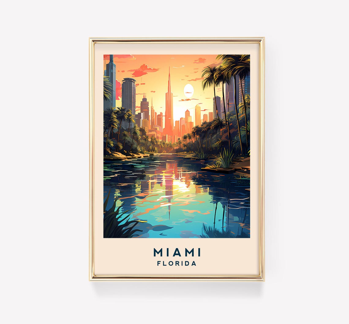 Miami Travel Poster, Florida Decor