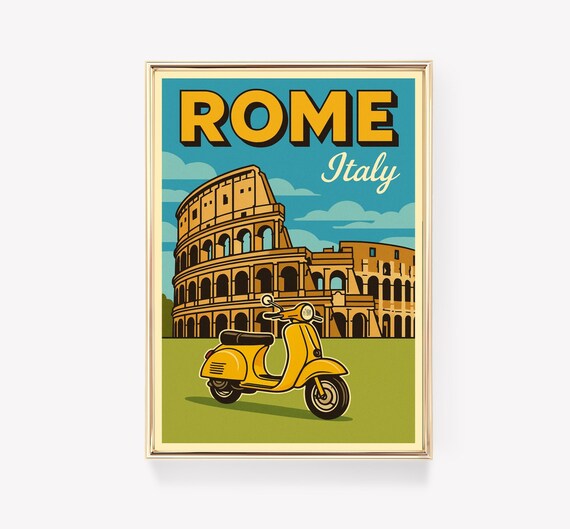 Rome Travel Poster, Vintage Italy Decor