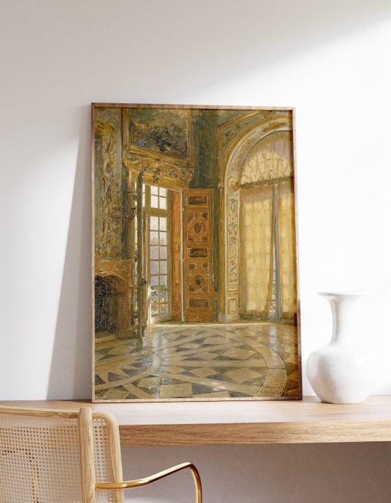 Vintage Interior Painting Moody Print Antique Architecture Door Wall Art Home Decor Gift