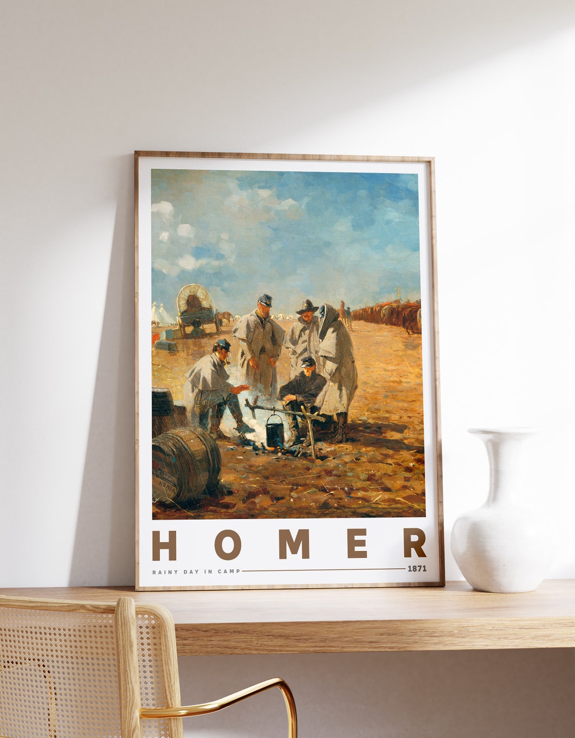 Winslow Homer Rainy Day In Camp 1871 Soldiers Campfire Poster