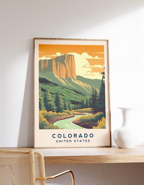 Colorado United States Rocky Mountain River Vintage Travel Poster Art