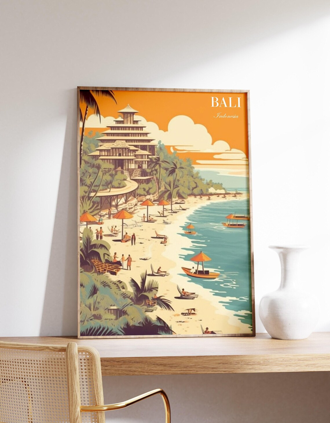 Bali Vintage Travel Poster, Indonesia Art Print