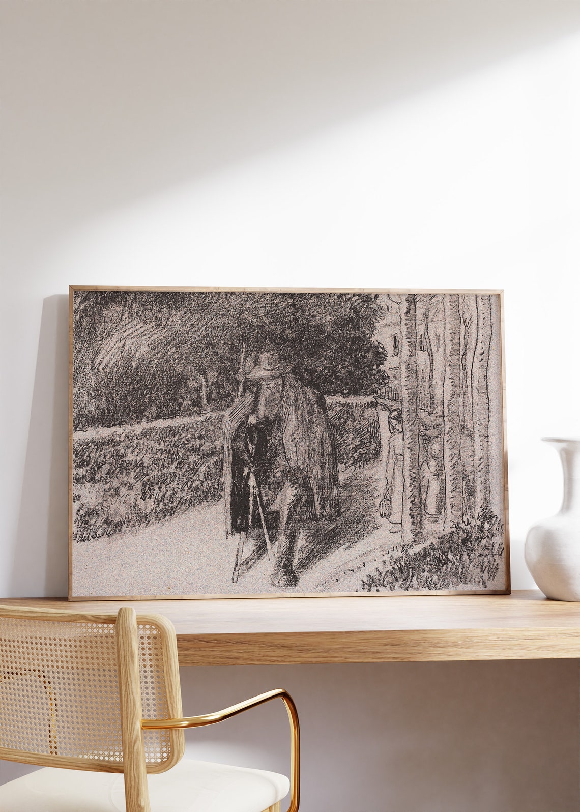 Pissarro Beggar with a Crutch 1897 Vintage Figure Sketch Art Print