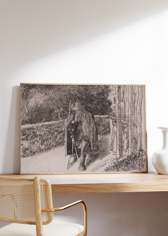 Camille Pissarro Beggar With A Crutch 1897 Vintage Poster Man Sketch Art Minimalist Wall Figure Abstract Line Print