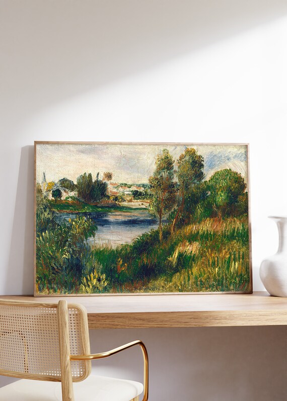 Auguste Renoir 1890 Riverside Village Impressionist Landscape Poster