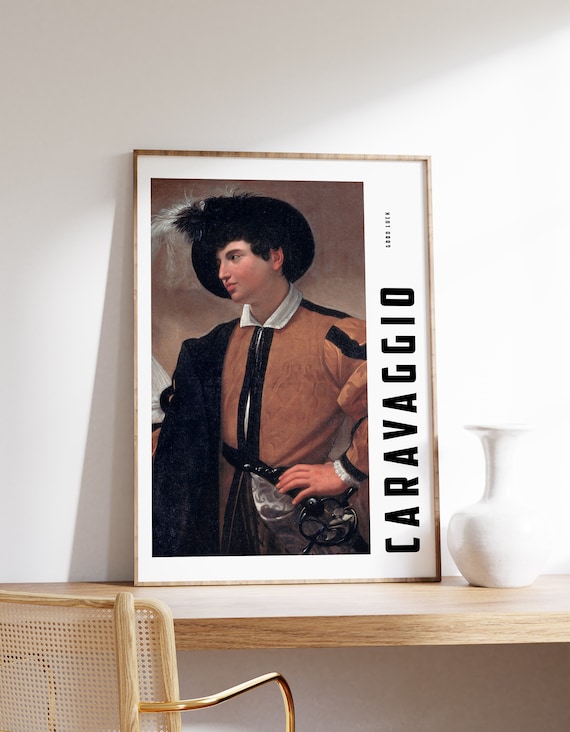 Caravaggio Print Vintage Exhibition Poster Bedroom Wall Art Eclectic Antique Painting