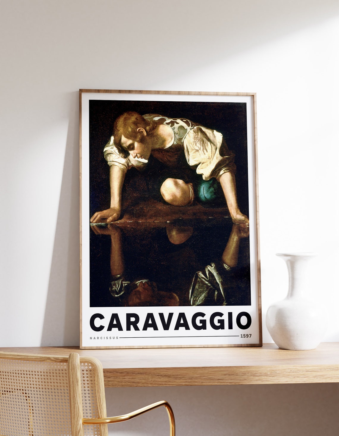 Caravaggio Narcissus 1597 Baroque Mirror Reflection Art Poster