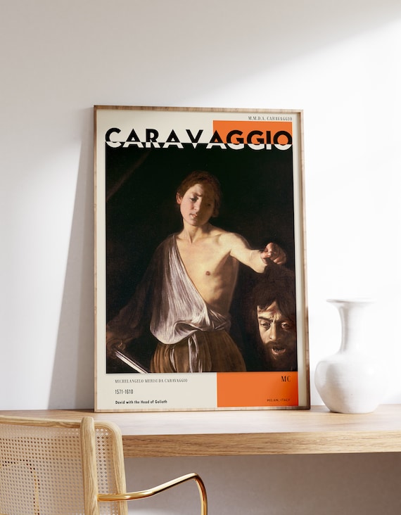 Caravaggio Print Exhibition Poster Renaissance Modern Wall Art Mid Century