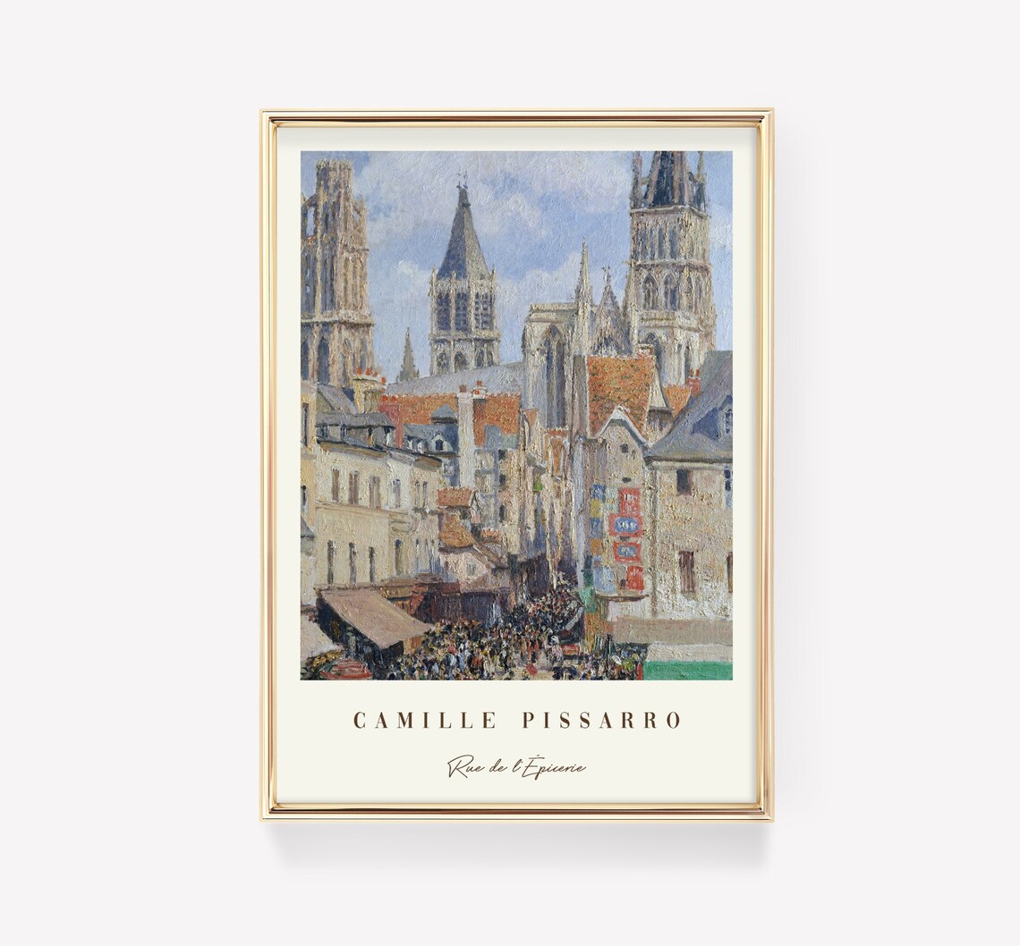 Camille Pissarro Rue de l'Epicerie Rouen Cathedral Street Market Art Print