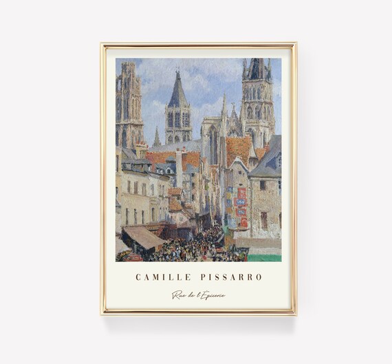 Camille Pissarro Rue de l'Epicerie Rouen Cathedral Street Market Art Print