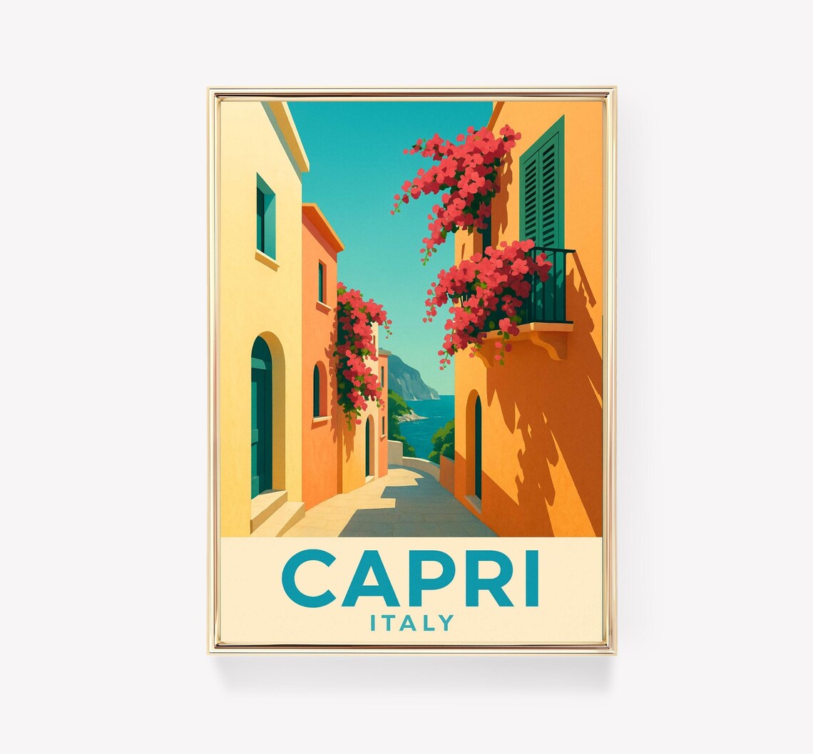 Capri Travel Poster, Italy Vintage Decor Gift