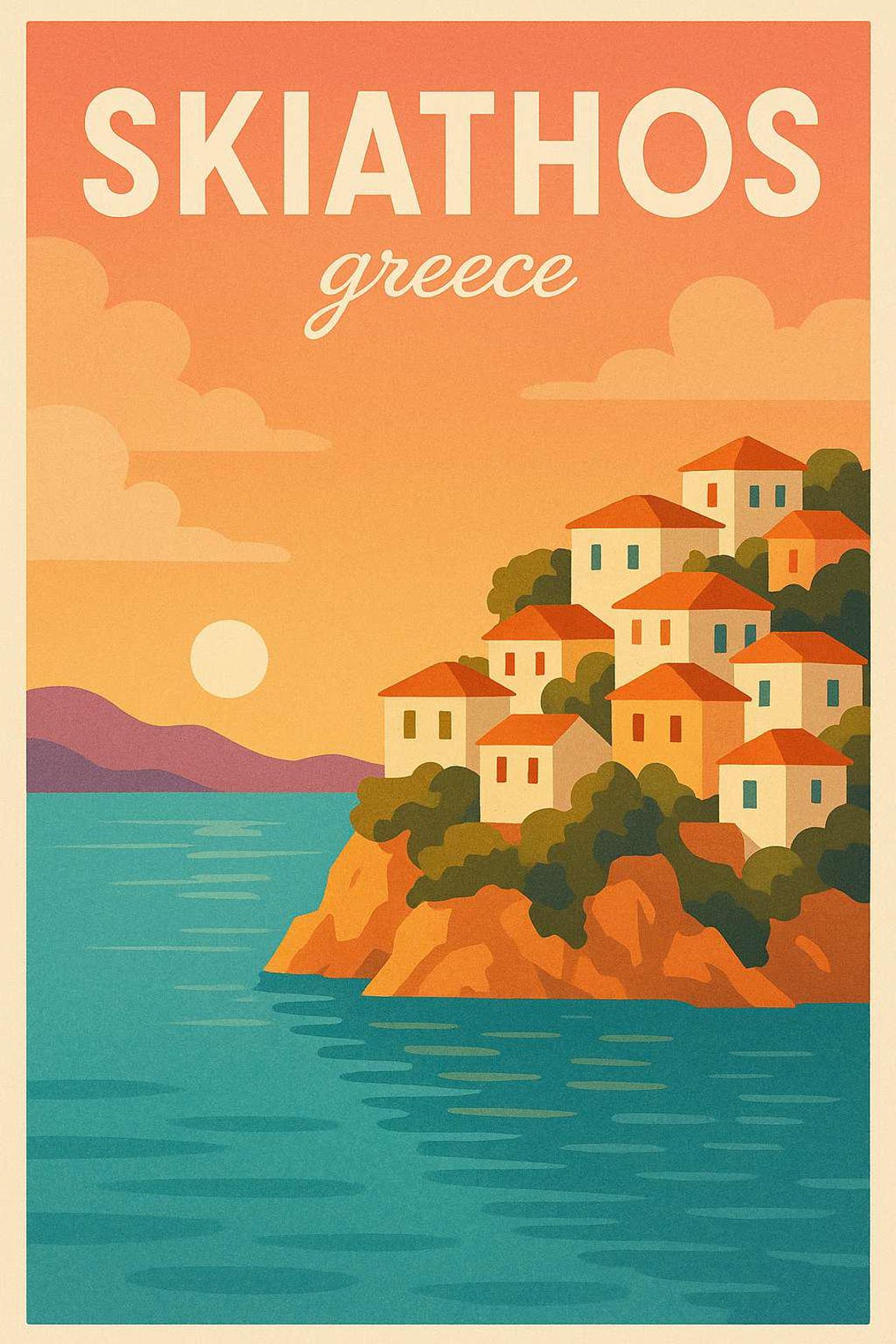Skiathos Greece Vintage Travel Poster