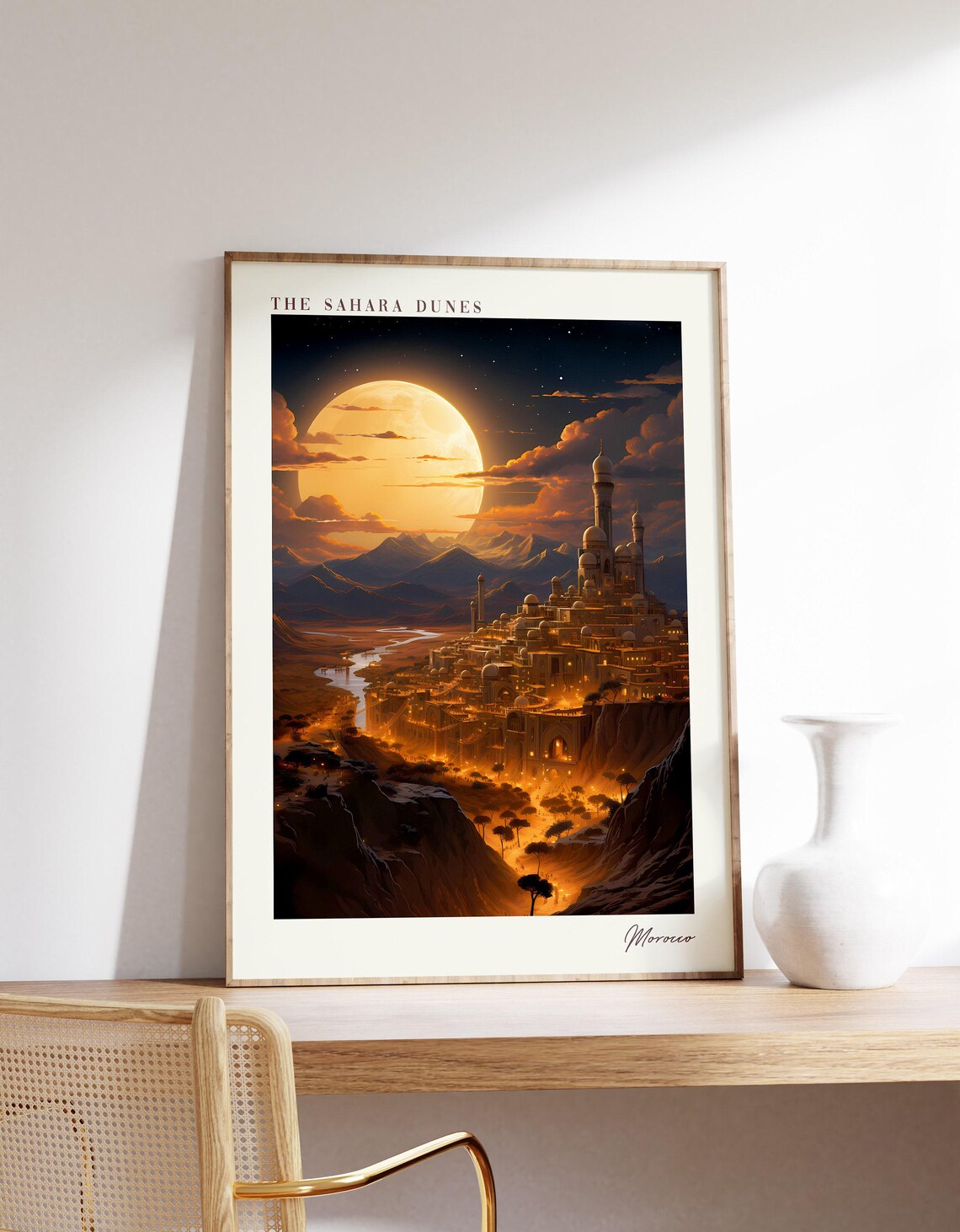 The Sahara Dunes Travel Poster, Morocco Decor