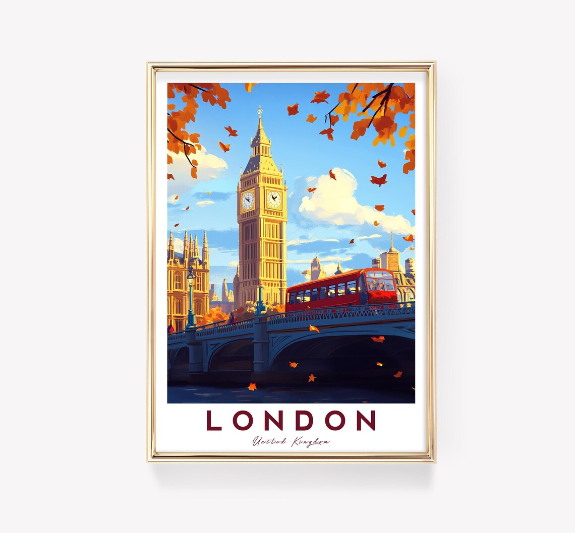 London Big Ben Vintage Travel Poster