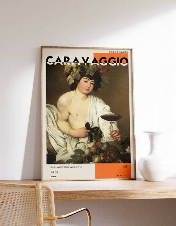 Caravaggio Print Exhibition Poster Renaissance Modern Wall Art Mid Century