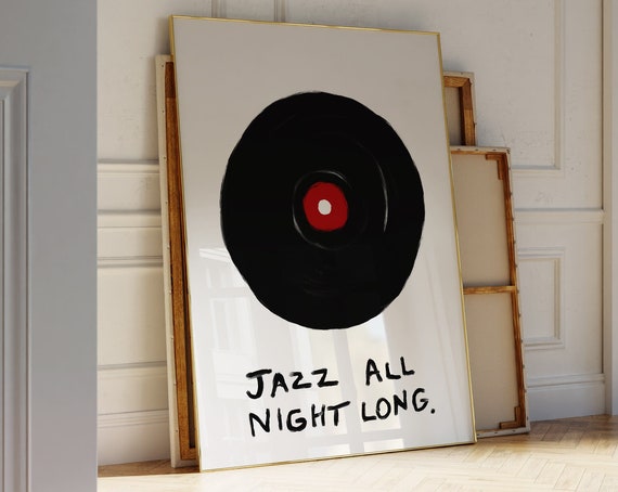 Jazz Poster Art Vinyl Record Music Print Mid Century Modern Retro Studio Apartment Decor Hand Drawn Artwork