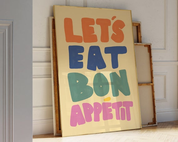 Let's Eat Bon Appetit Mid-Century Typography Art Print