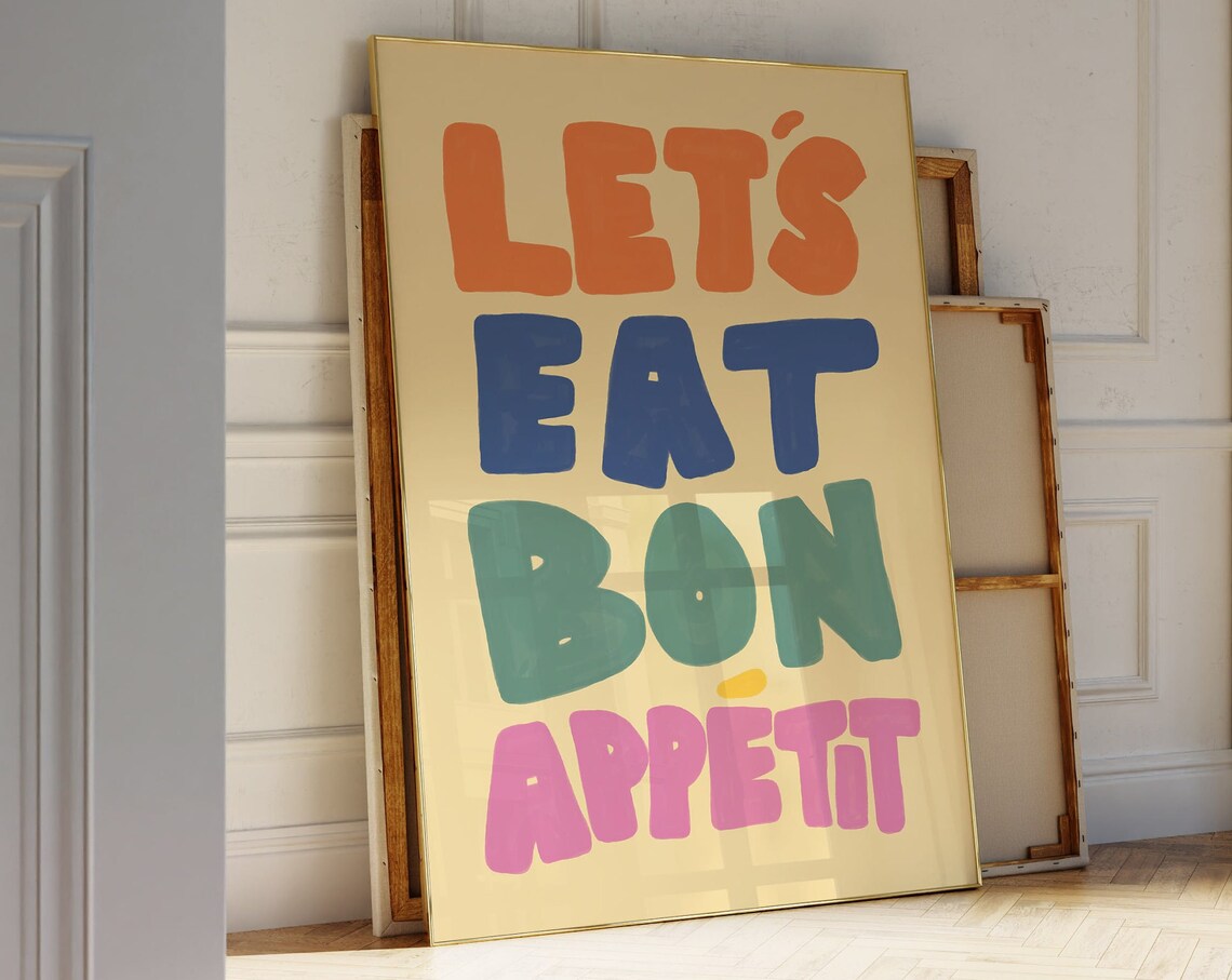 Let's Eat Bon Appetit Mid-Century Typography Art Print