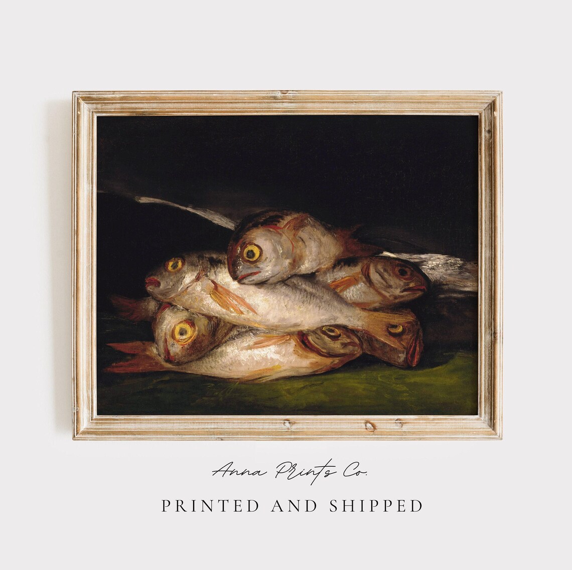 Antique Still Life With Fish, Vintage Art Print