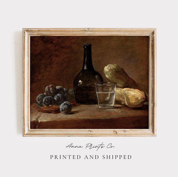 Baroque Still Life With Plums, Vintage Kitchen Art Print