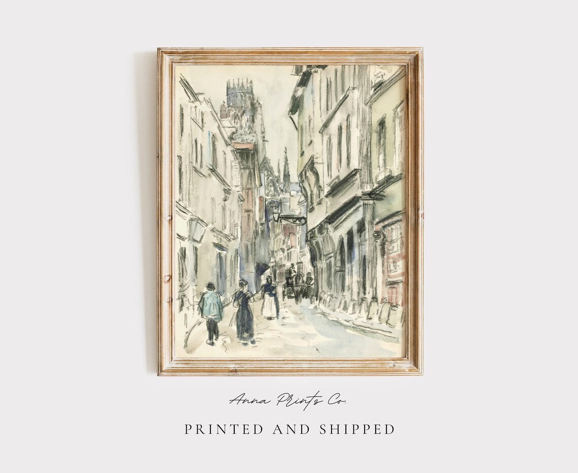 Paris Street Watercolor Sketch, Camille Pissarro Art Print