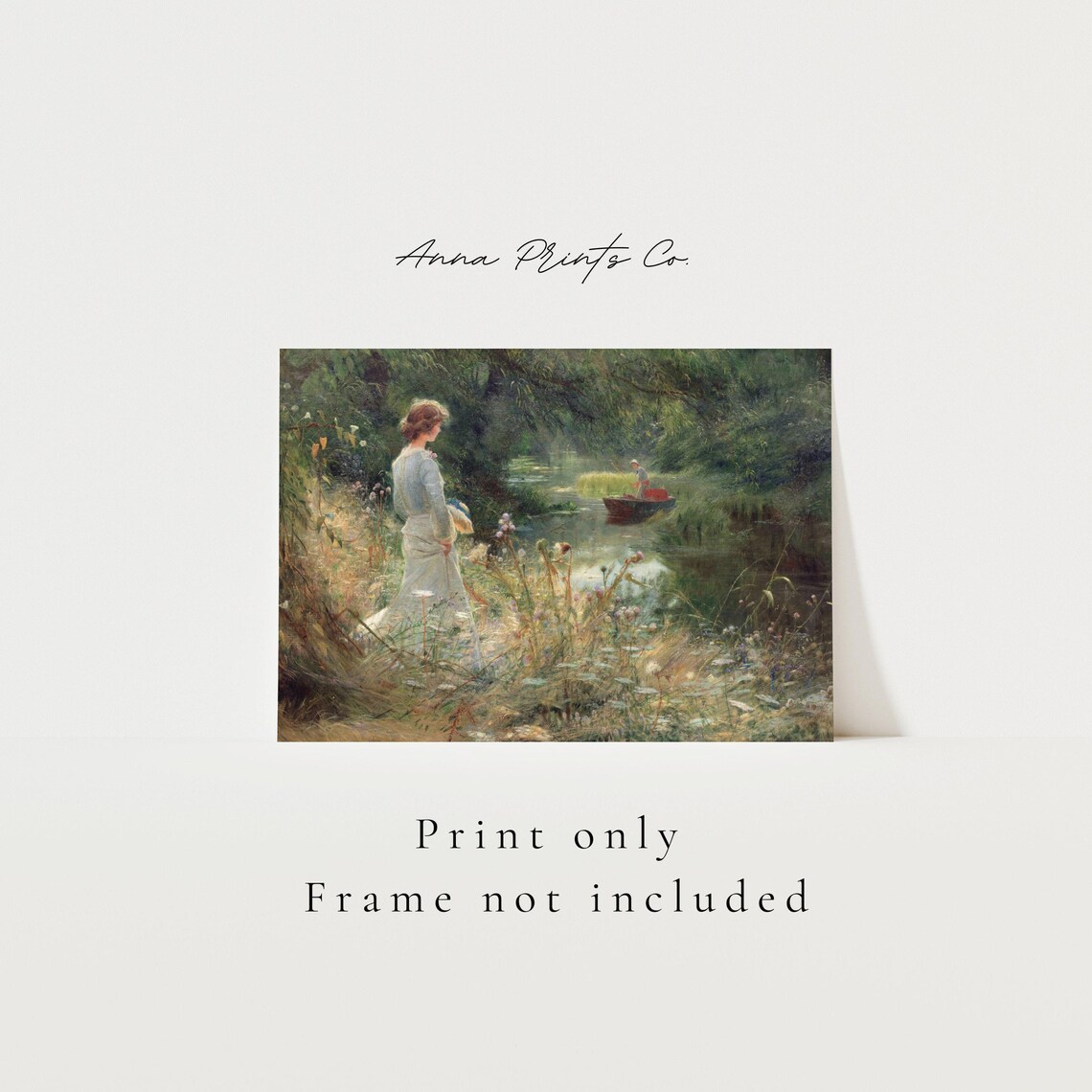 Girl by the Stream, Vintage Victorian Art Print - Image 3