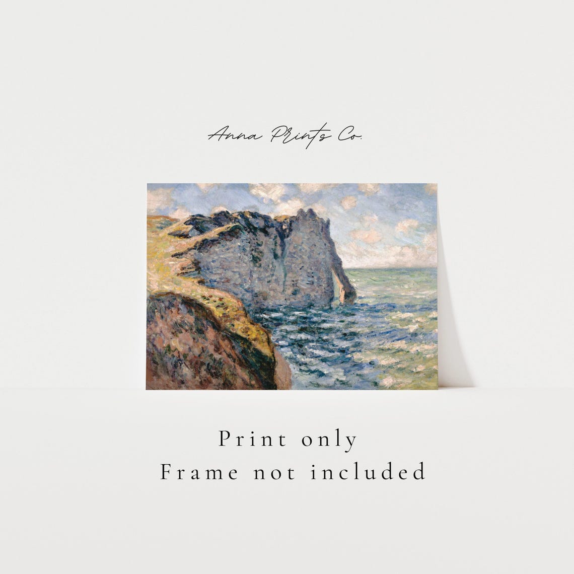 Claude Monet The Cliff At Aval Etretat Coastal Landscape Art Print - Image 3