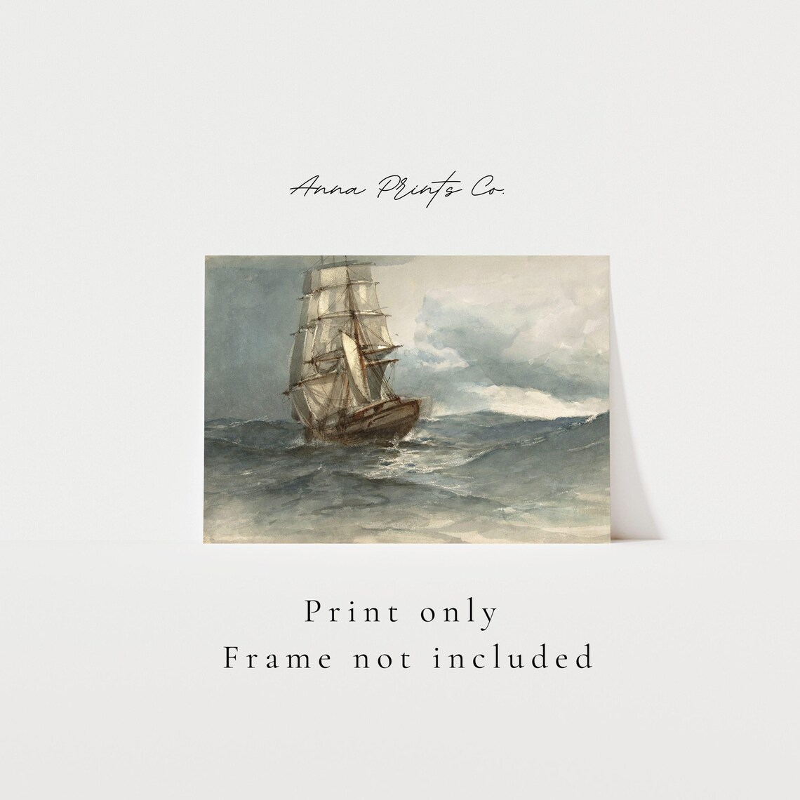 Antique Ship at Sea, Vintage Nautical Art Print - Image 3